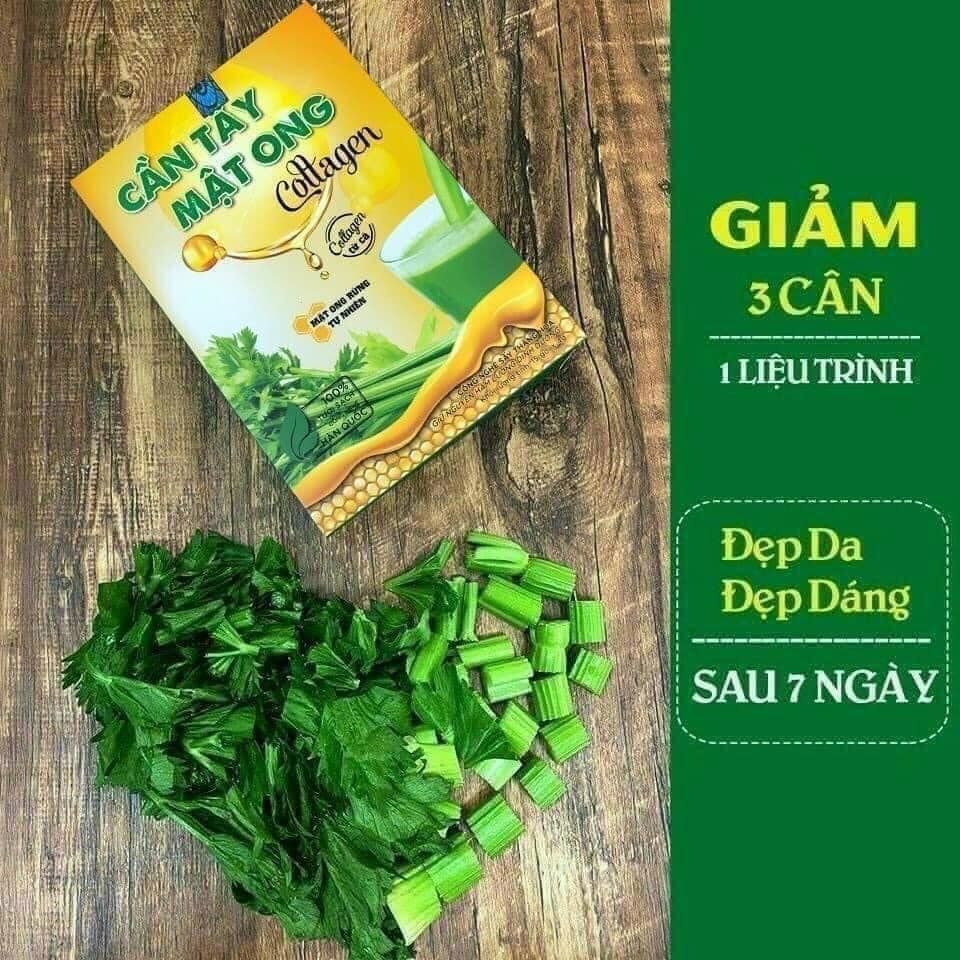 Cần Tây Mật ong Collagen hỗ trợ giảm cân đẹp da - 1 hộp 15 gói x 5gr - Hàng Chính Hãng Công Ty