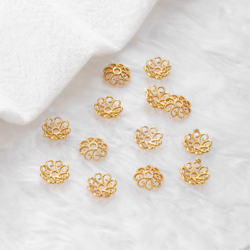 Set 50 Phụ Kiện Giá Đỡ Vòng Tay/Dây Chuyền/Mũ/Vòng Tay Ren Màu Vàng 18k 6mm diy