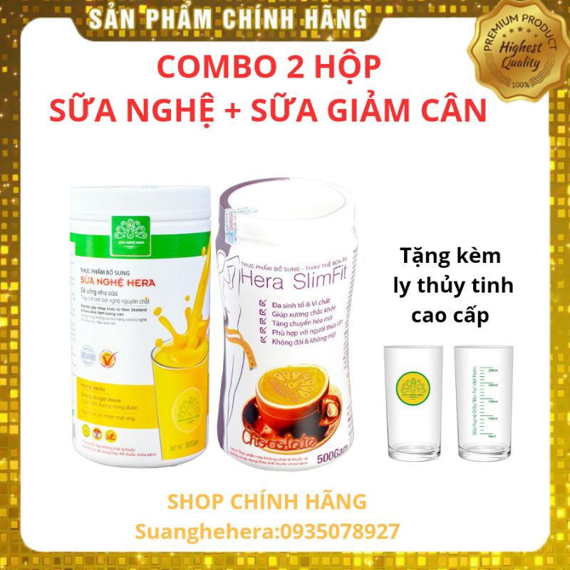 Combo 2 Hộp Sữa Nghệ Hera 500g + Sữa Giảm Cân Hera Slimfit 500g♥Giảm cân An Toàn♥Hỗ Trợ Trị Đau Bao Tử