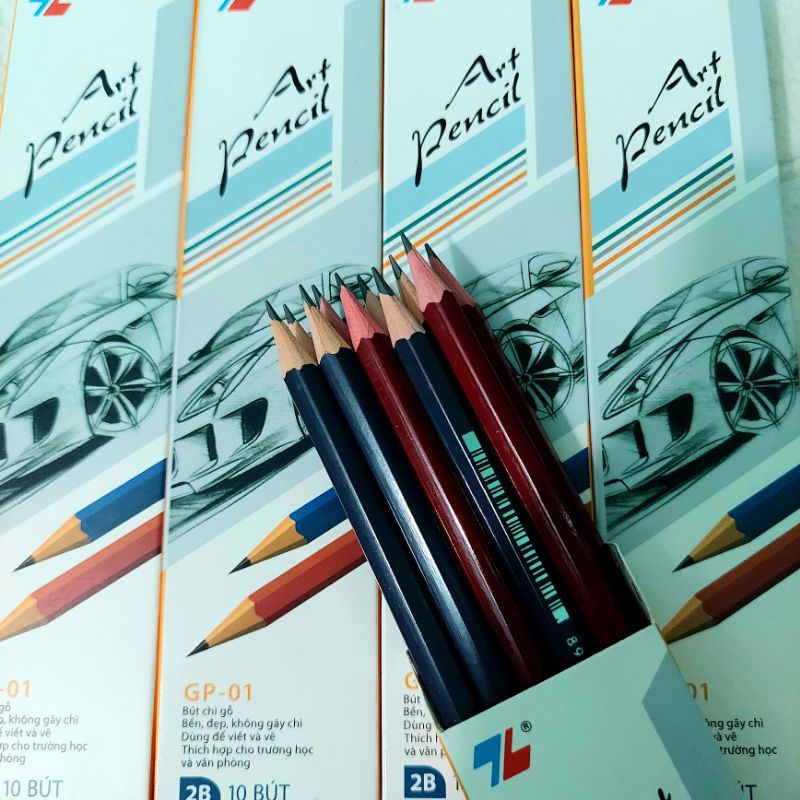 Hộp 10 bút chì 2B TL ⚡ SIÊU RẺ ⚡ Bút chì gỗ cao cấp, nhiều màu, thiết kế chắc chắn vừa tay cầm