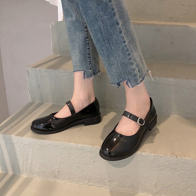 [CÓ SẴN] Giày búp bê nữ Mary Janes đế 3 phân retro đơn giản cá tính mũi vuông năng động xinh đẹp hot trend mẫu mới