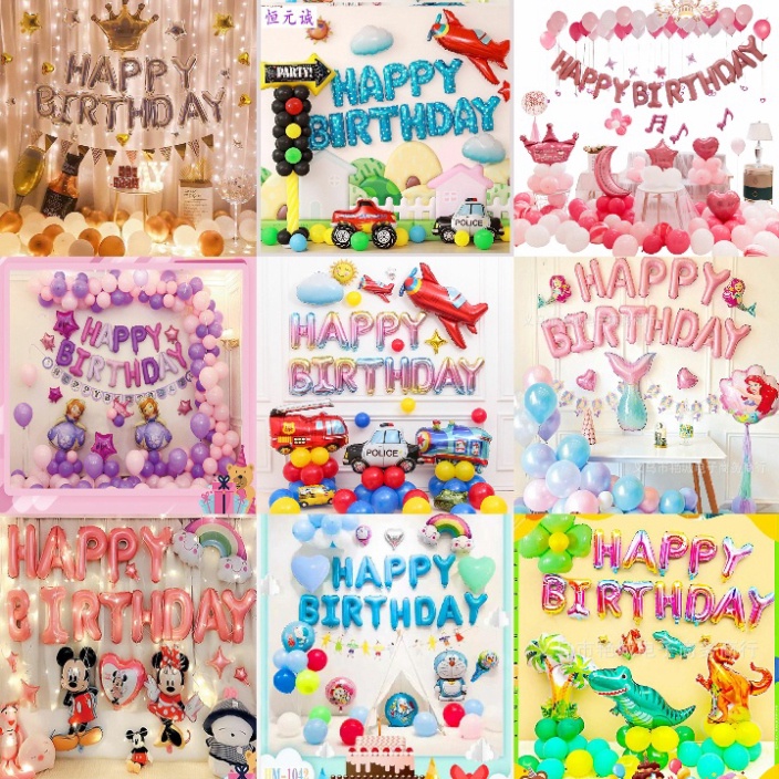 Phụ kiện trang trí sinh nhật [FREESHIP❤️] set bóng bay chi tiết trang trí sinh nhật