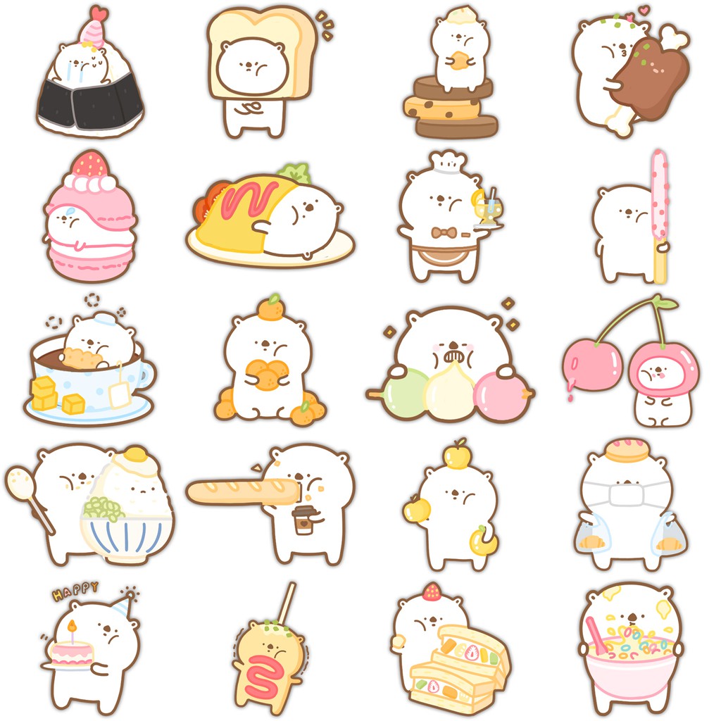 Sticker dán mũ bảo hiểm chống nước cute, hình dán laptop, điện thoại, vali sét 40 miếng