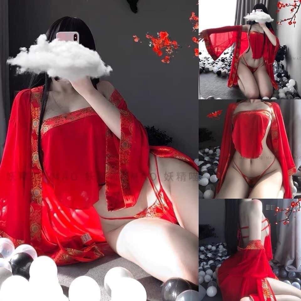 Áo choàng ngủ cosplay cổ trang gợi cảm, áo choàng ngủ tân nương cosplay sexy, chụp indoor | BigBuy360 - bigbuy360.vn