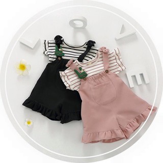 Set quần yếm kèm áo và kẹp kute