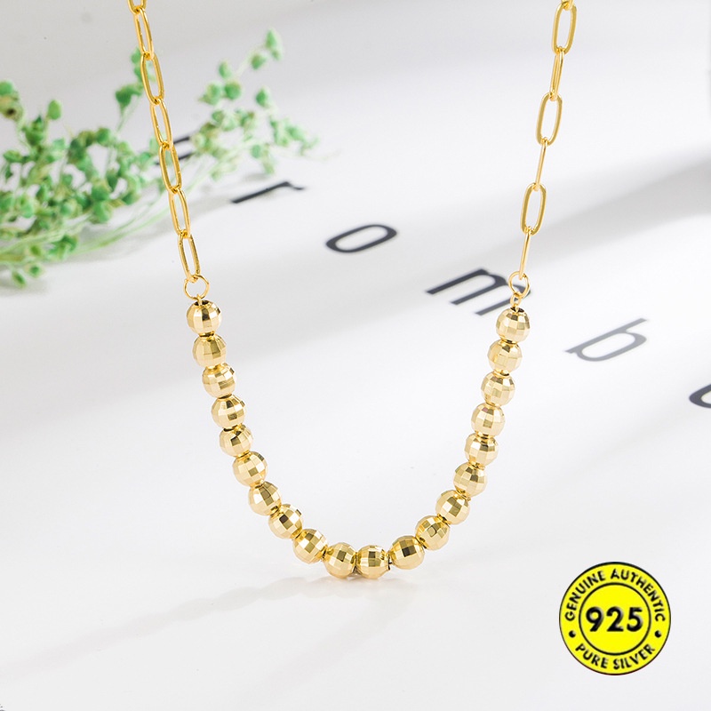Vòng cổ Chuỗi Hạt Mạ Vàng Và Bạc 18K Phong Cách Unisex