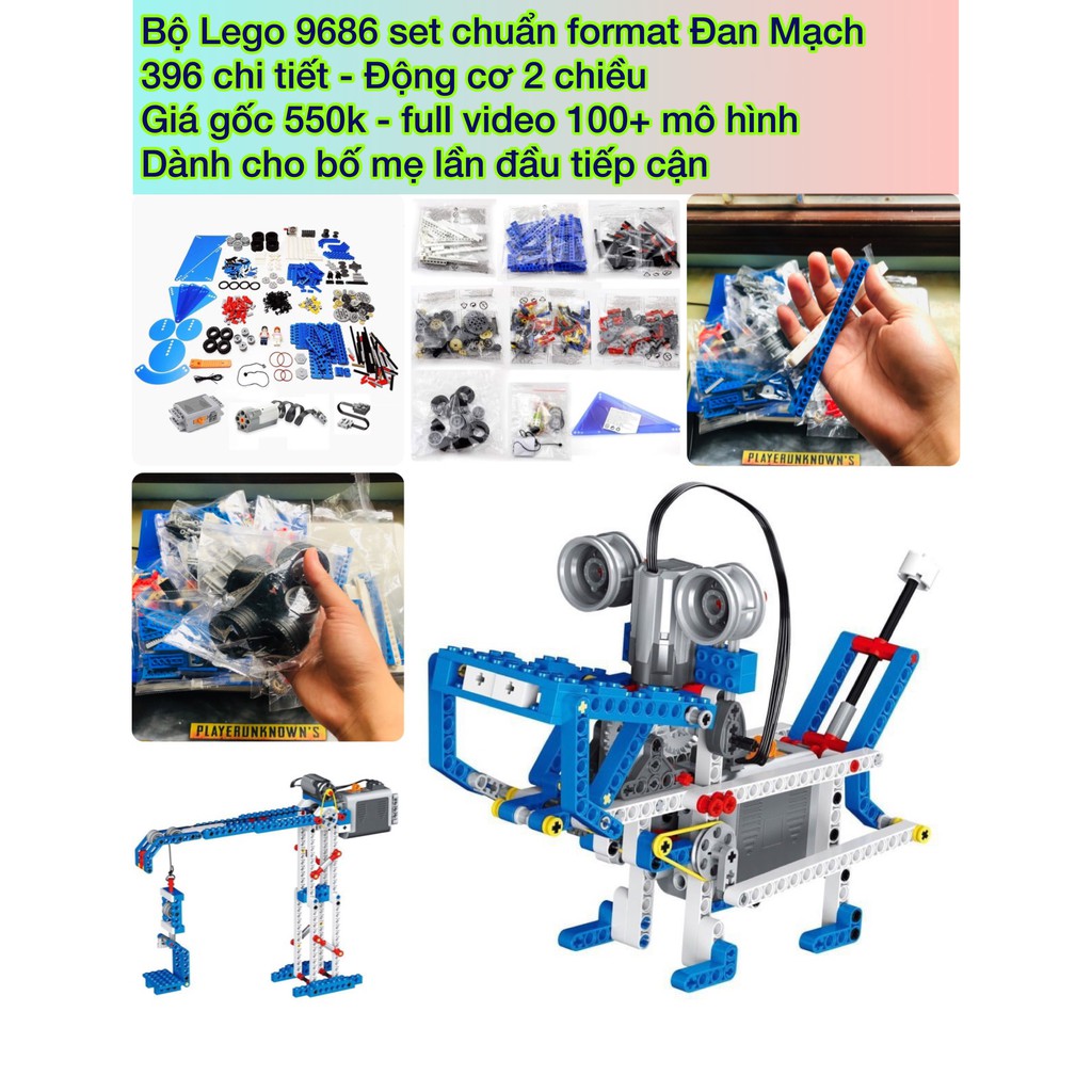 Bộ Lego 9686 Có sách In màu Chuẩn format Đan Mạch Full 100+ Mẫu 396PCS dòng education technic đồ chơi trí tuệ cho bé 6+
