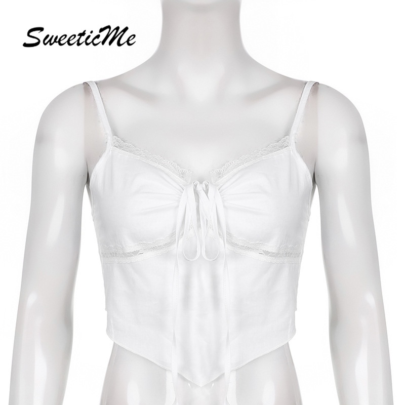 Áo Ren Khoét Lưng Hình Trái Tim Có Dây Buộc Thời Trang Cho Nữ Sweeticme