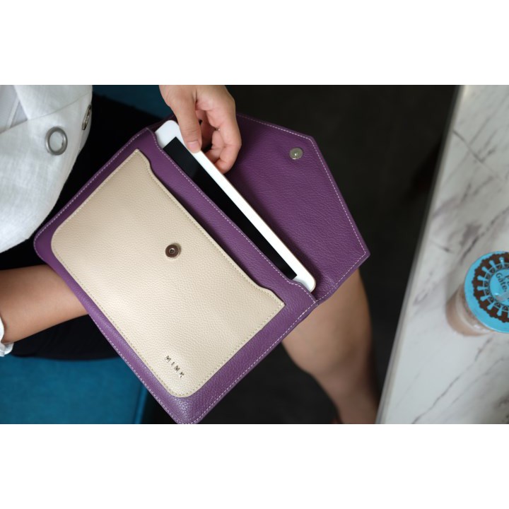 HERA Tablet Clutch - Ví cầm tay cho nữ da thật nguyên tấm lớp 1- IW05-9526.MINK