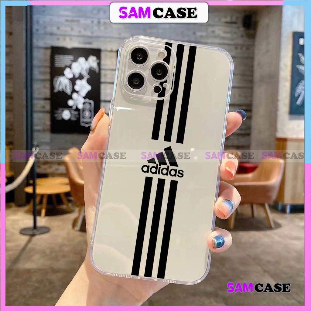 Ốp lưng iPhone Adidas Chống sốc cạnh viền vuông Silicon trong suốt mềm dẻo cho 6/6s/7/8/X/XS/11/12/13/14 Pro Plus Max