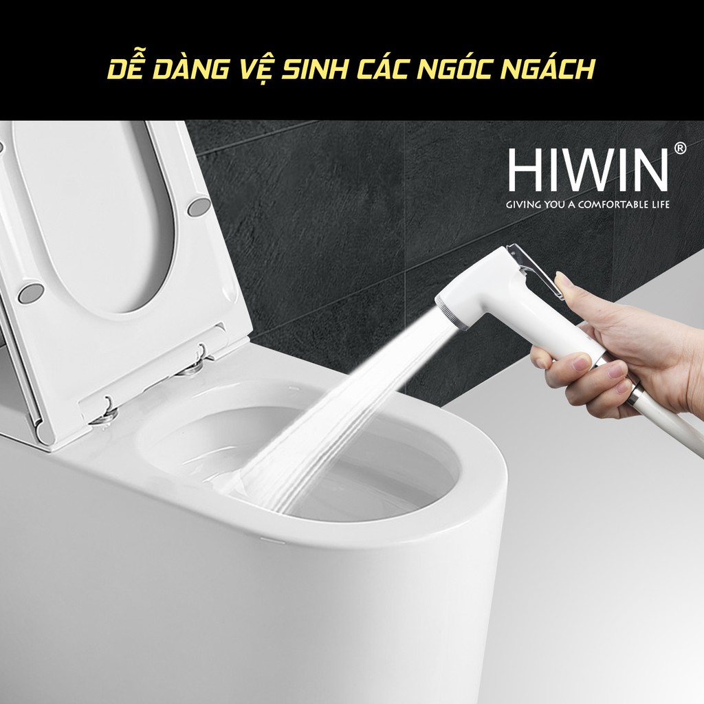 Vòi xịt vệ sinh đa năng nhựa ABS trắng sứ cao cấp Hiwin PJF-301WW