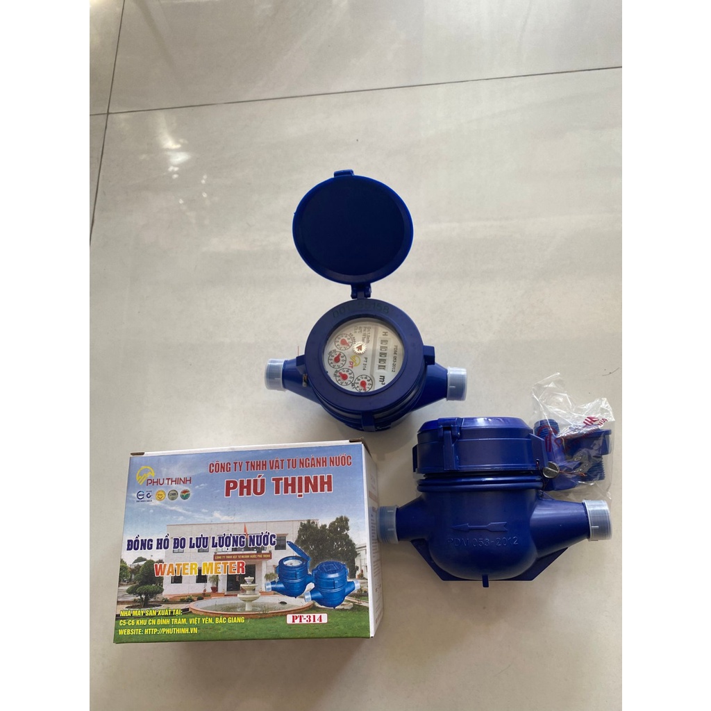 Đồng hồ nước Phú Thịnh chính hãng, loại cao cấp có phiếu kiểm tra chất lượng và giấy bảo hành, đồng hồ đo lưu lượng nước