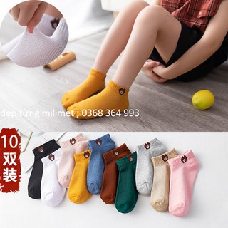 SET 10 đôi tất nữ cổ ngắn nhiều màu - vớ nữ cổ ngắn co giãn thoáng khí,thấm hút mồ hôi (tất hoa cúc)