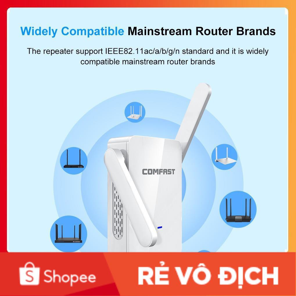 Mở rộng sóng wifi hỗ trợ roaming 2 băng tần COMFAST CF-W753AC Tốc Độ 1200Mbps Cực Khỏe, Cực Mạnh | BigBuy360 - bigbuy360.vn