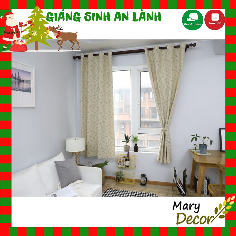 [Mã LIFEHLDEC giảm 10% đơn 99k] Rèm cửa trang trí vải bố linen đẹp - họa tiết cành lá hoa nhí R-G03