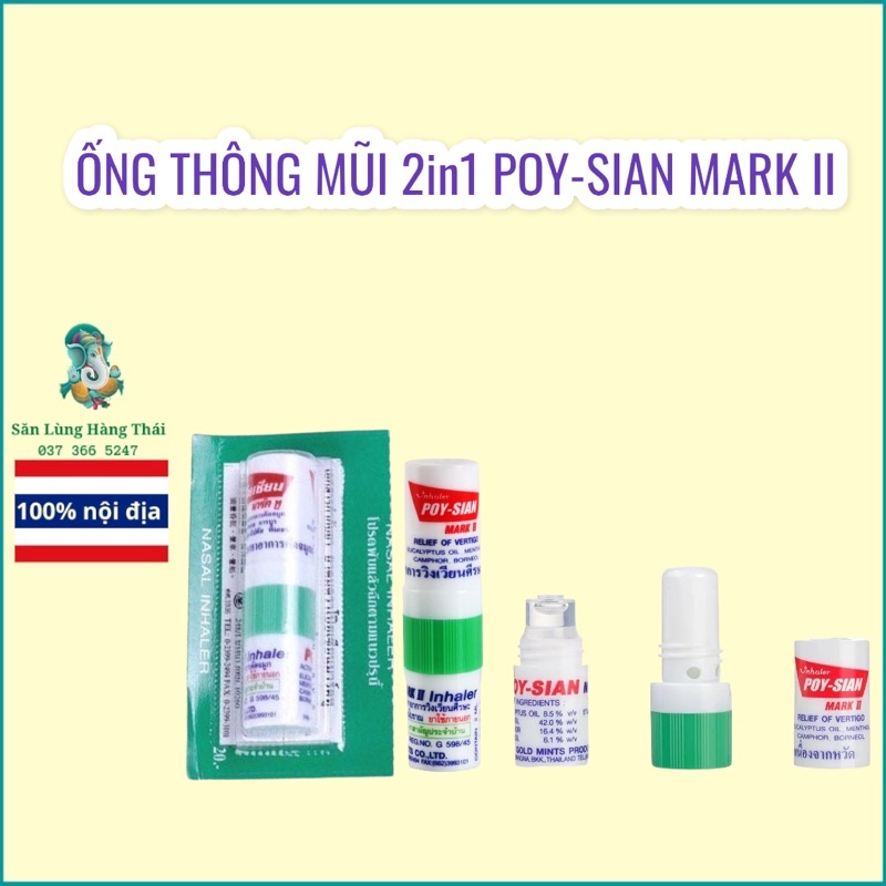 Ống Hít Thông Mũi 2in1 2 Đầu Poysian Inhaler Mark II Thái Lan