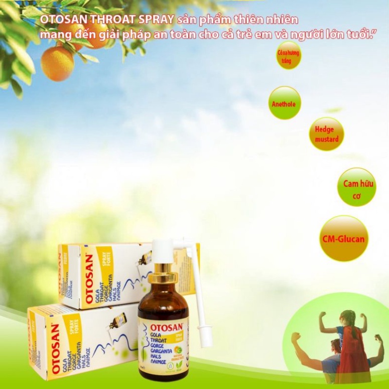 [ Chính Hãng] Xịt họng OTOSAN Throat Spray Forte - hỗ trợ giảm ho, dịu họng- 30ml - nhập khẩu Italy