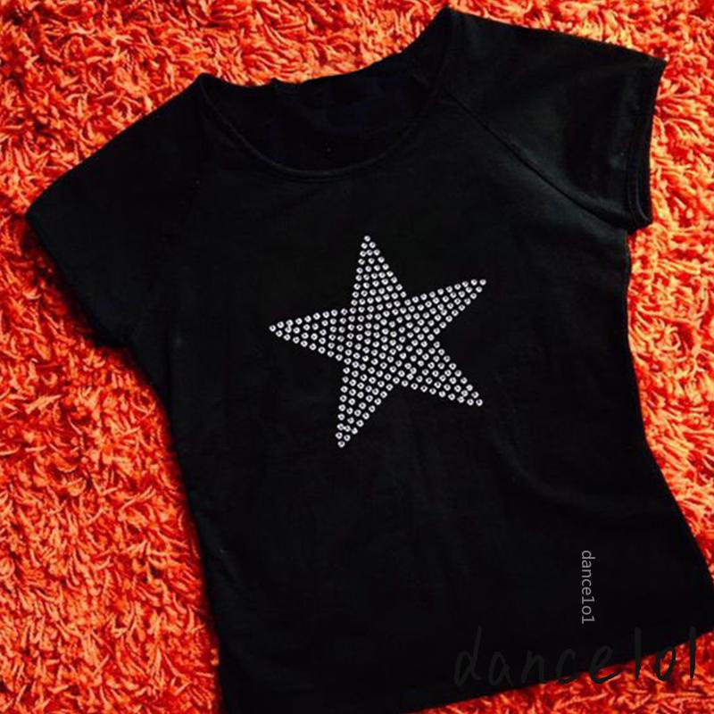 Áo Thun Ngắn Tay In Hình Ngôi Sao Đính Đá Thời Trang Mùa Hè Dành Cho Nữ dance1o1