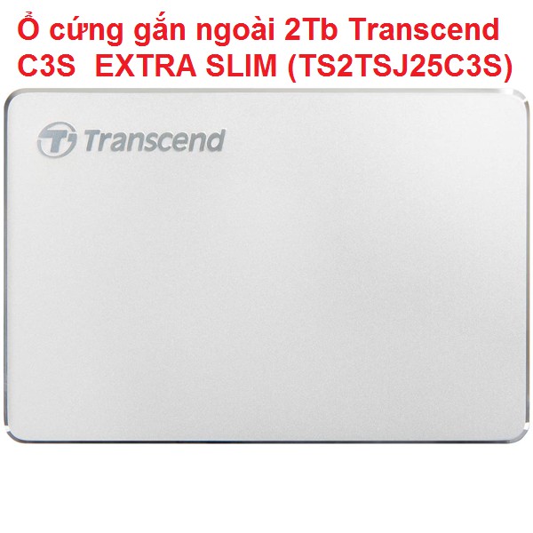 Ổ cứng gắn ngoài 2Tb Transcend C3S EXTRA SLIM (TS2TSJ25C3S) Silver