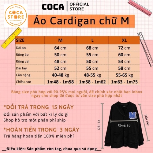 Áo Cardigan Len Mỏng Cho Nữ Phong Cách Ulzzang Phù Hợp Đi Đà Lạt, Dạo Biển Cocastore - Thêu logo M missout