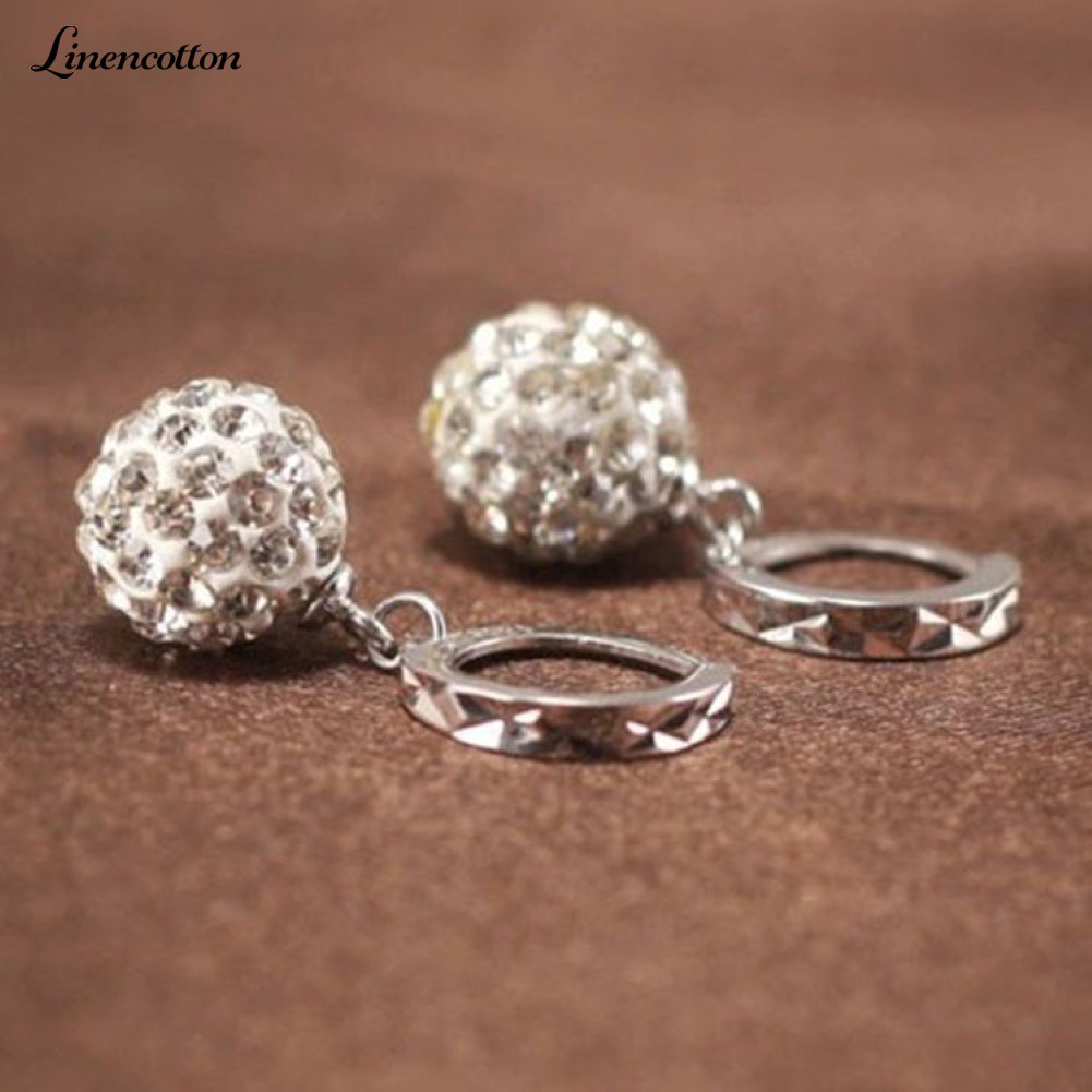 Hoa tai dáng tròn đính đá độc đáo