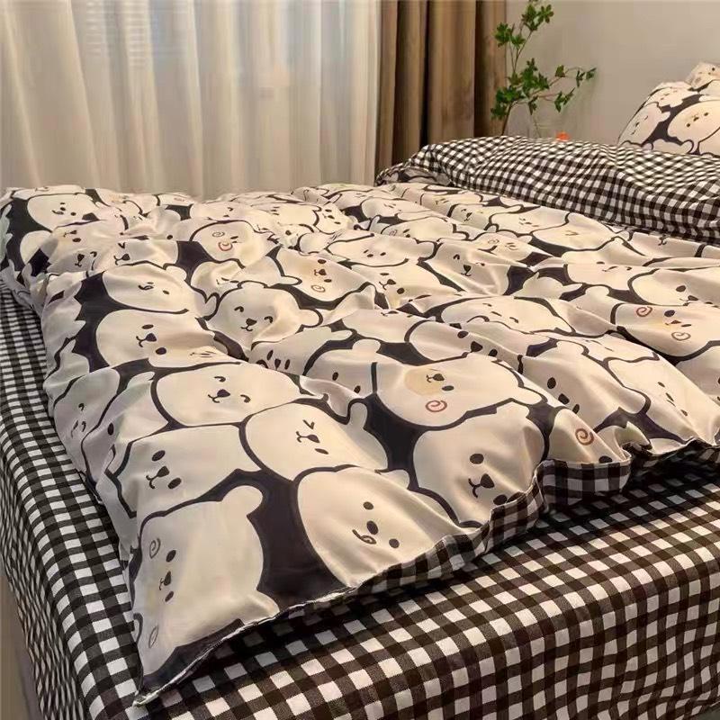 Bộ chăn ga gối ETAMI drap giường cotton poly Gấu đen