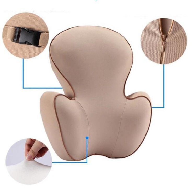 Sản Phẩm Gối Tựa Lưng Chất Liệu 100% Cao Su Non Cao Cấp Dùng Trên Xe Hoi, Ô Tô Mã - B09: Màu Ghi và Đen .