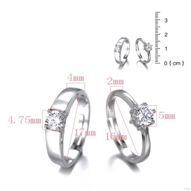 2 Nhẫn cưới đính hạt kim cương giả sang trọng