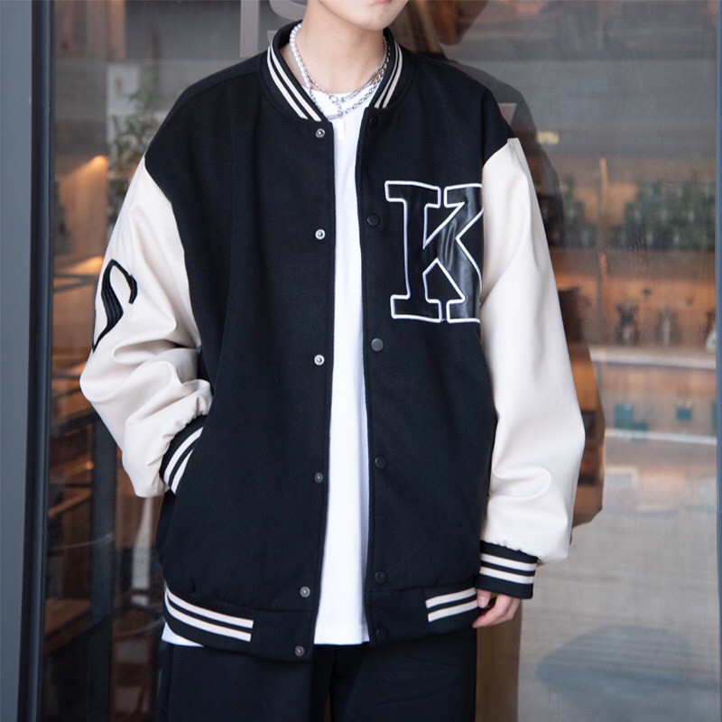 Áo Varsity Jacket - Chất vải nỉ cotton dày đẹp - form bao to cho nam nữ dưới 65kg - Hình thêu nổi sắc nét