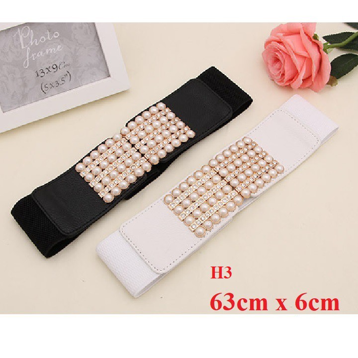 Đai thắt lưng đính hạt phối đầm H3