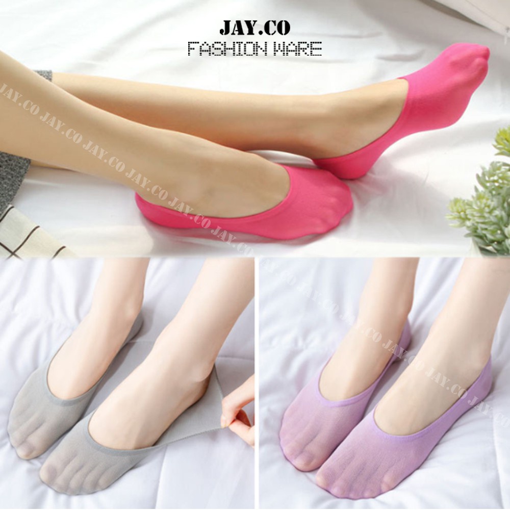 Bộ 10 Đôi Vớ Cổ Thuyền Bằng Silicone Màu Sắc Kẹo Ngọt Chống Trượt Dành Cho Nữ