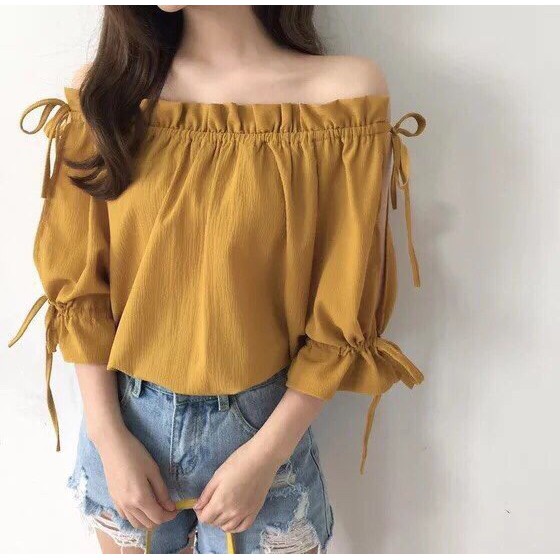 áo trể vai tay nơ 33