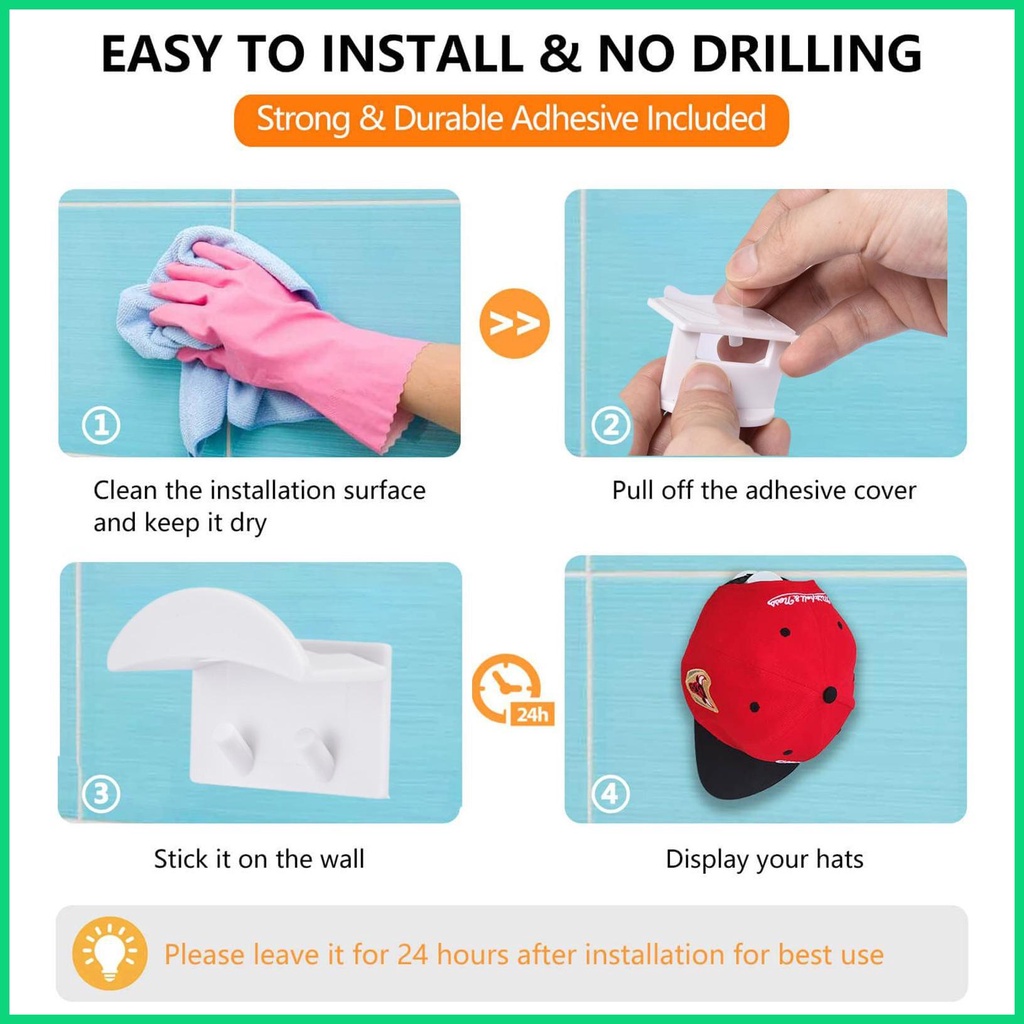 Bộ 16 Móc Dán Tường Treo Nón Tiện Dụng Cho Gia Đình
