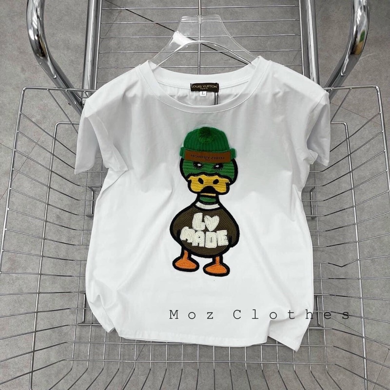 Áo thun tay lỡ Vịt xanh LV siêu hot form Nam Nữ Unisex(mẫu in giả thêu)dáng oversize chất thun cotton mát mịn SiêuRẻ