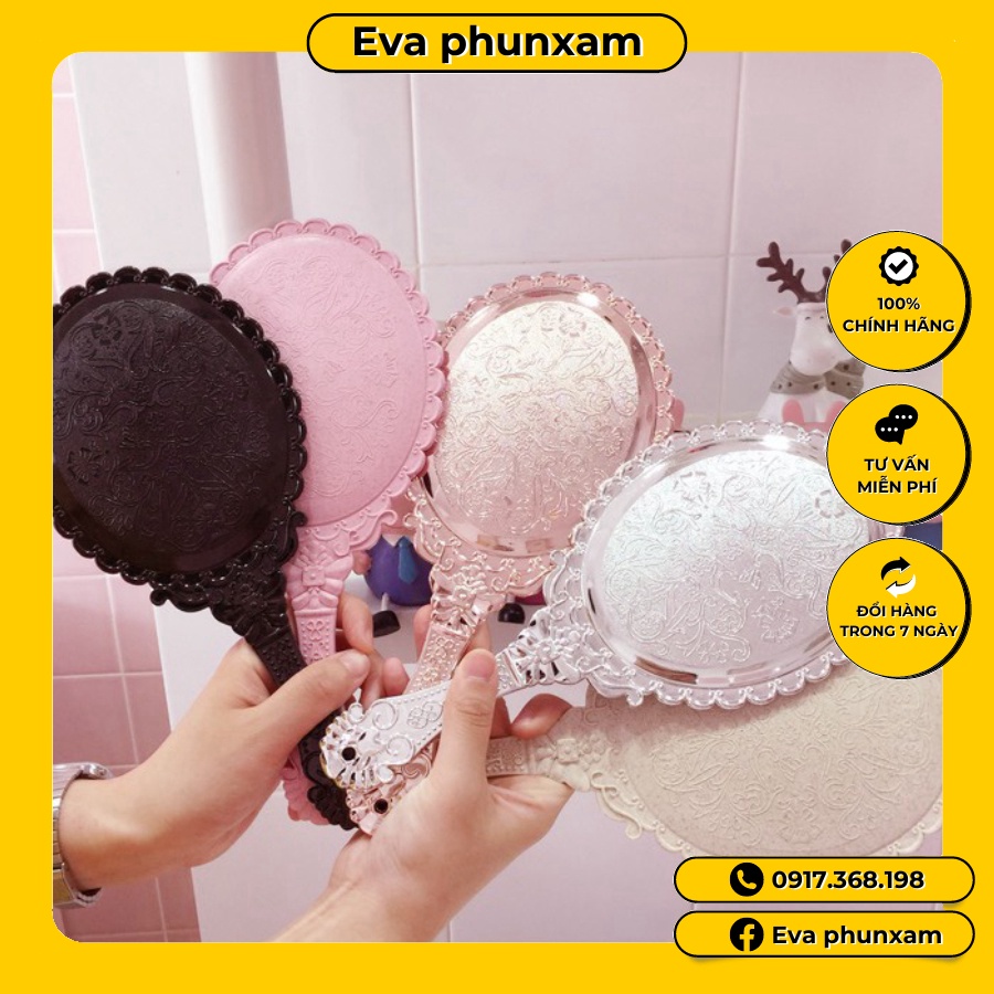 Gương cầm tay công chúa phun xăm
