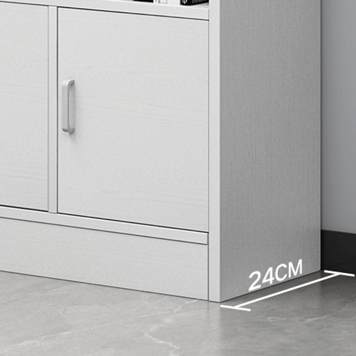 Kệ sách gỗ hiện đại nhiều ngăn màu trắng, nâu, vàng trang trí phòng khách - Tủ gỗ để đồ thông minh decor phòng đẹp 1m8