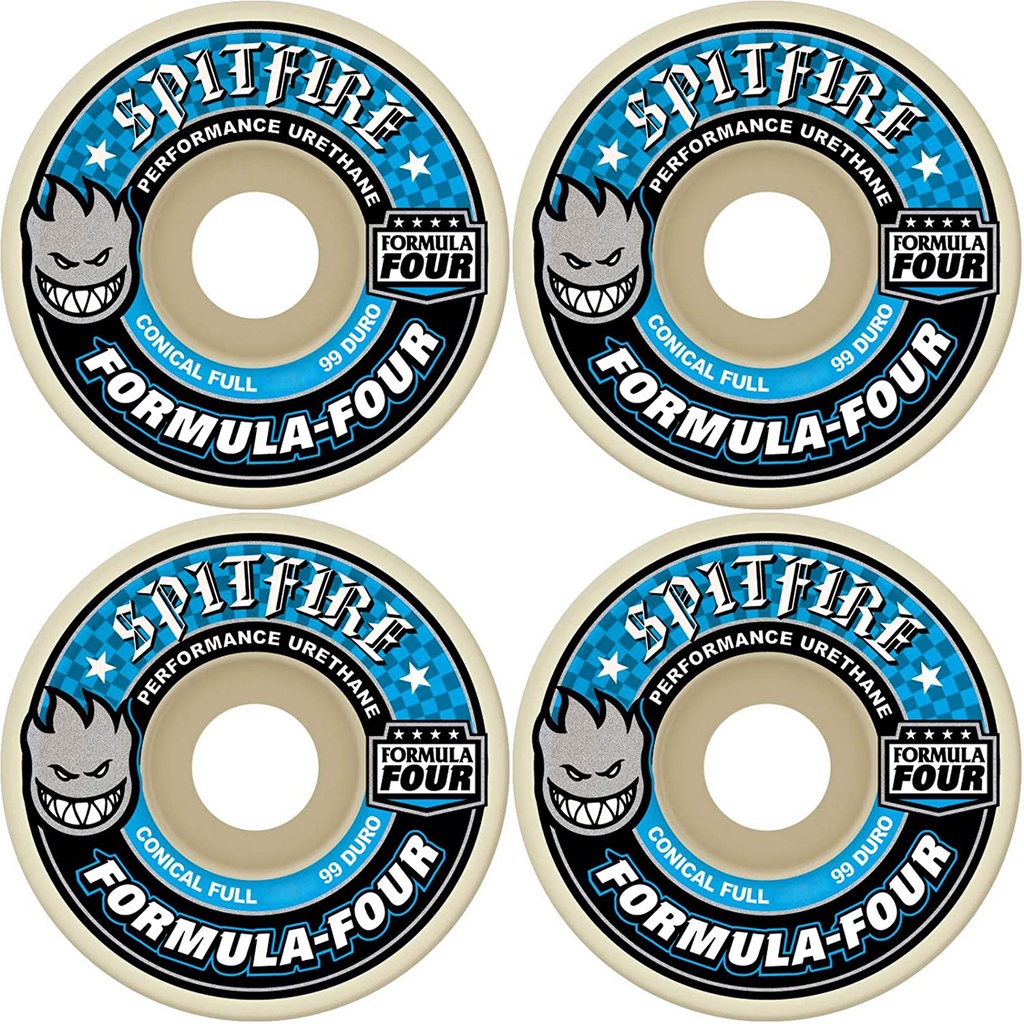 Bộ Bánh Ván Trượt Skateboard SPITFIRE FORMULA FOUR 99D CONICAL FULL BLUE PRINT WHEELS 52MM