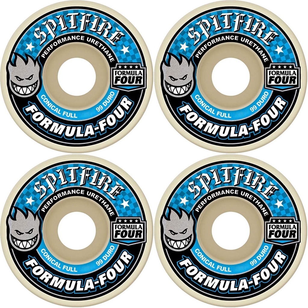 Bộ Bánh Ván Trượt Skateboard SPITFIRE FORMULA FOUR 99D CONICAL FULL BLUE PRINT WHEELS 52MM