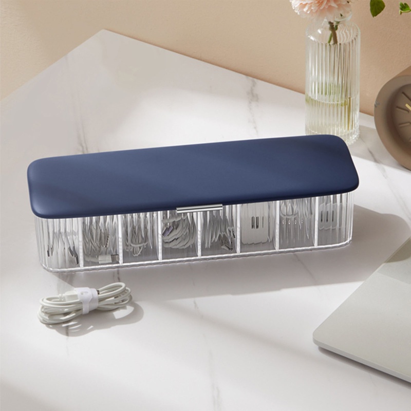 Hộp Đựng Dây Cáp Sạc / Tai Nghe 8 Ngăn Chống Bụi Có Nắp Đậy