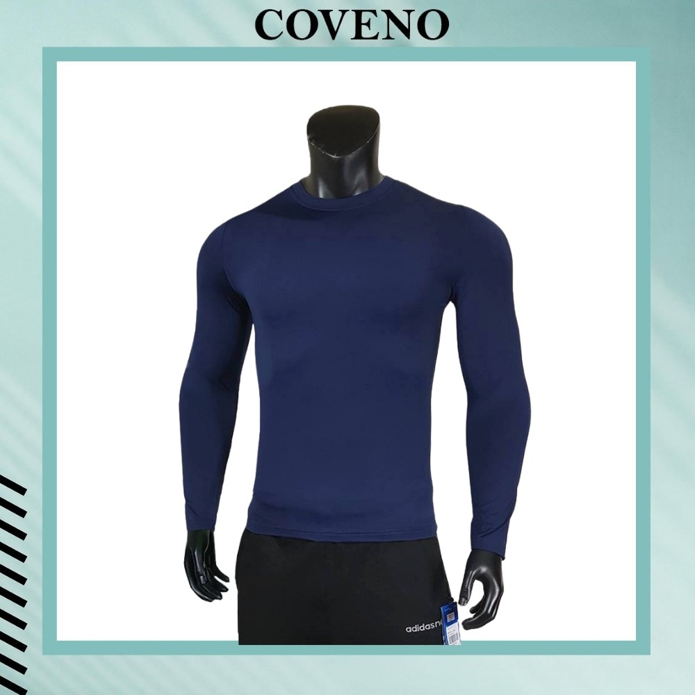 Áo giữ nhiệt nam Coveno áo nam trơn dài tay body ấm áp nhiều màu AS11
