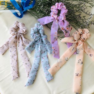 [Big sale] Dây cột tóc vải schrunchies phiên bản cột nơ, vải hoa nhí hot trend, hàng shop tự may tinh tế từng mũi chỉ