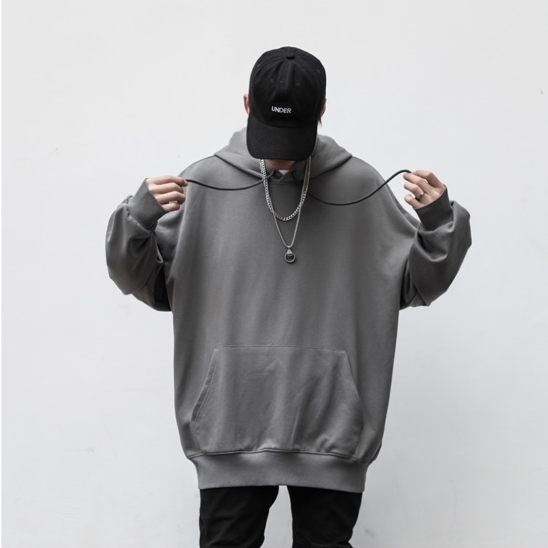 ÁO HOODIE NỈ MÀU XÁM TRƠN FORM UNISEX NAM NỮ (kèm hình chụp thật)