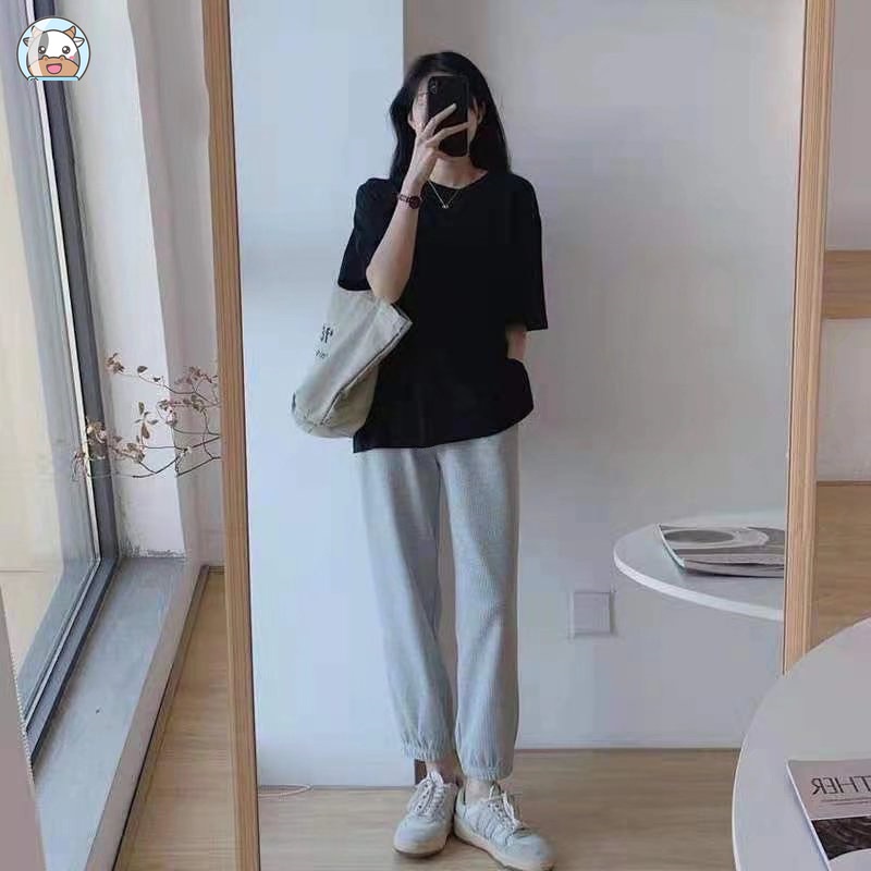 Bộ Trang Phục Mùa Hè 2022 Gồm Áo Tay Ngắn Màu Trắng Trơn Và Quần Dài Dáng Rộng Thời Trang Hàn Quốc Dành Cho Nữ