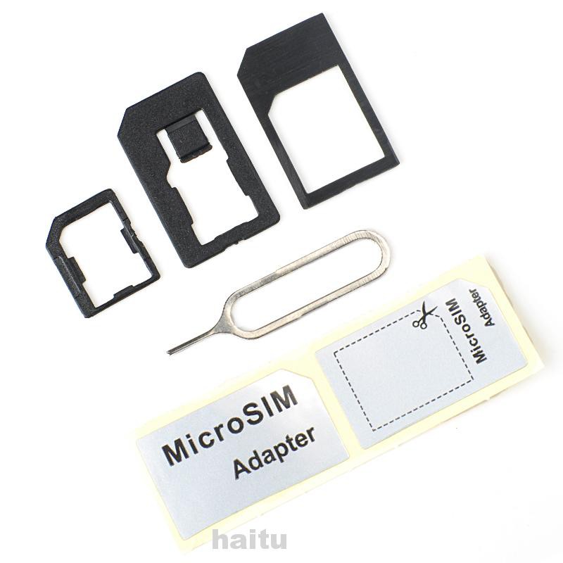 Set 4 Đầu Chuyển Đổi Sim Micro Diy Kèm Thẻ Pin Cho 5 4 4s