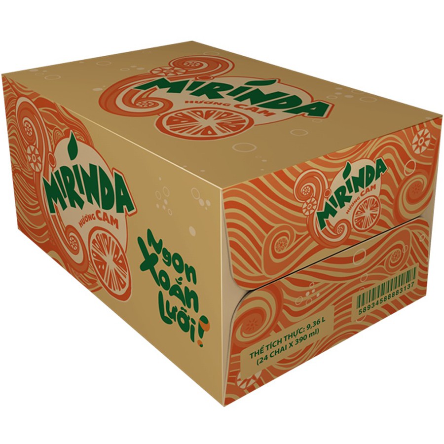 Thùng 24 Chai Nước Giải Khát Mirinda Cam (390ml / Chai)