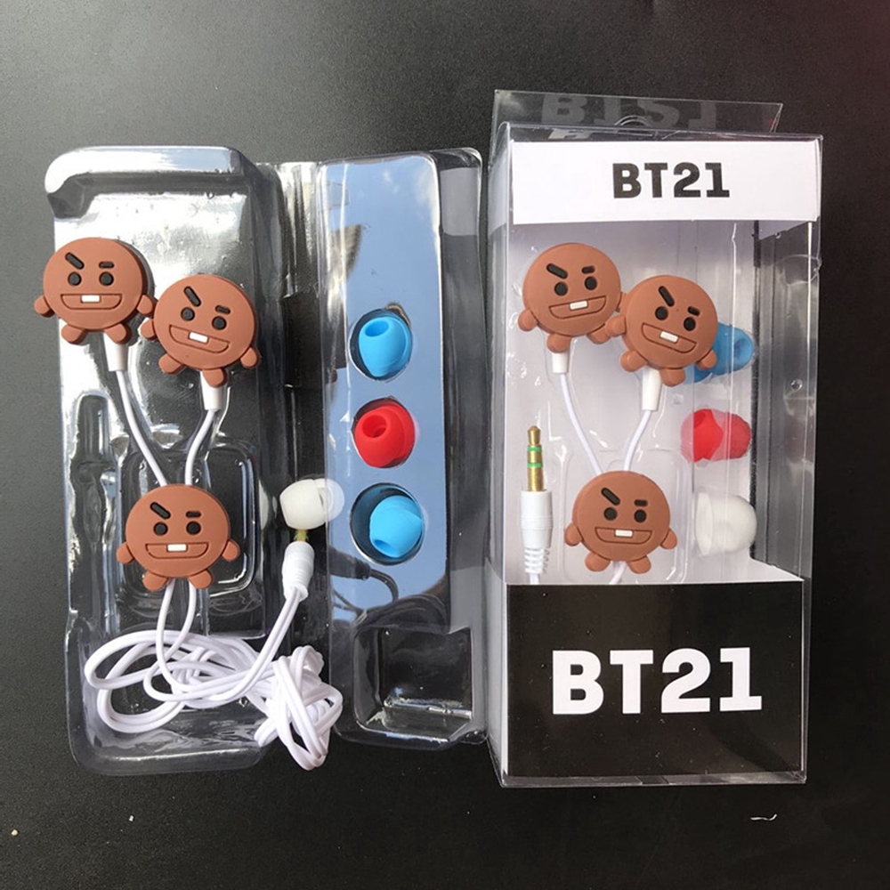 Tai nghe nhét trong trang trí hoạt hình BT21 dễ thương