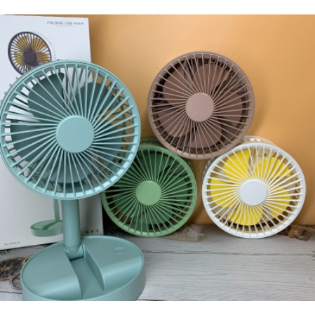 Quạt Tích Điện Gấp Gọn - Quạt Mini Để Bàn Xoay 180 Độ, 3 Tốc Độ Gió, Cổng Sạc USB - Bảo hành 1 đổi 1