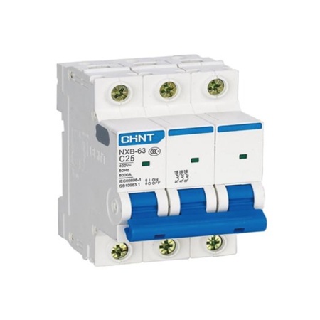 MCB Chint NXB-63 3P 25A 6kA|Aptomat tép (MCB) 3 pha 25A 6kA
