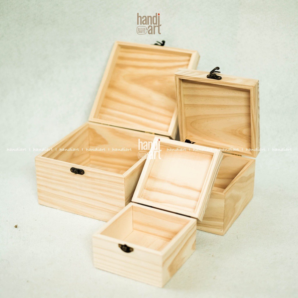 Hộp gỗ vuông đựng đồ đa năng - Hộp làm bằng gỗ thông tự nhiên