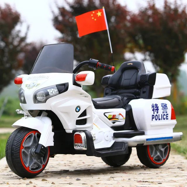 ✉Xe máy điện trẻ em xe ba bánh đôi xe đẩy trẻ em siêu lớn có thể ngồi và đi xe cảnh sát xe đồ chơi bốn bánh